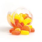 140g of candies in plastic jars - orange - lemon - crescents